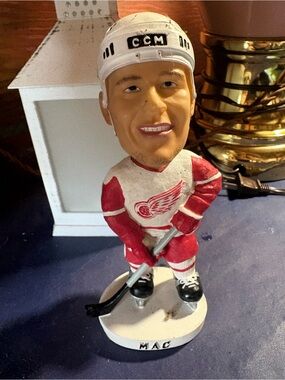 Vintage CCM Red and White Hockey Bobblehead Figurine McCarty 25 7 inch